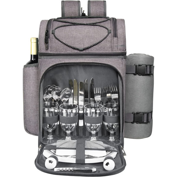 Crestone Leather / Faux Leather Picnic Backpack , Service for 4 Wayfair